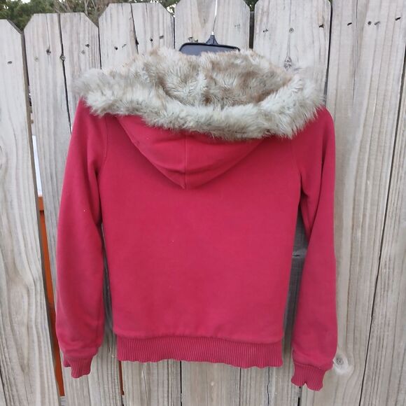 Aeropostale Fur Lined Zip Up Hoodie Size Medium Large Spell out Logo - Picture 7 of 16